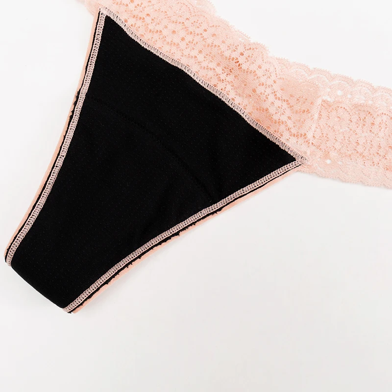 LEVEL 040 Custom logo t back thongs women Sexy 4 layers absorbent menstruation panties cotton women thong period panties