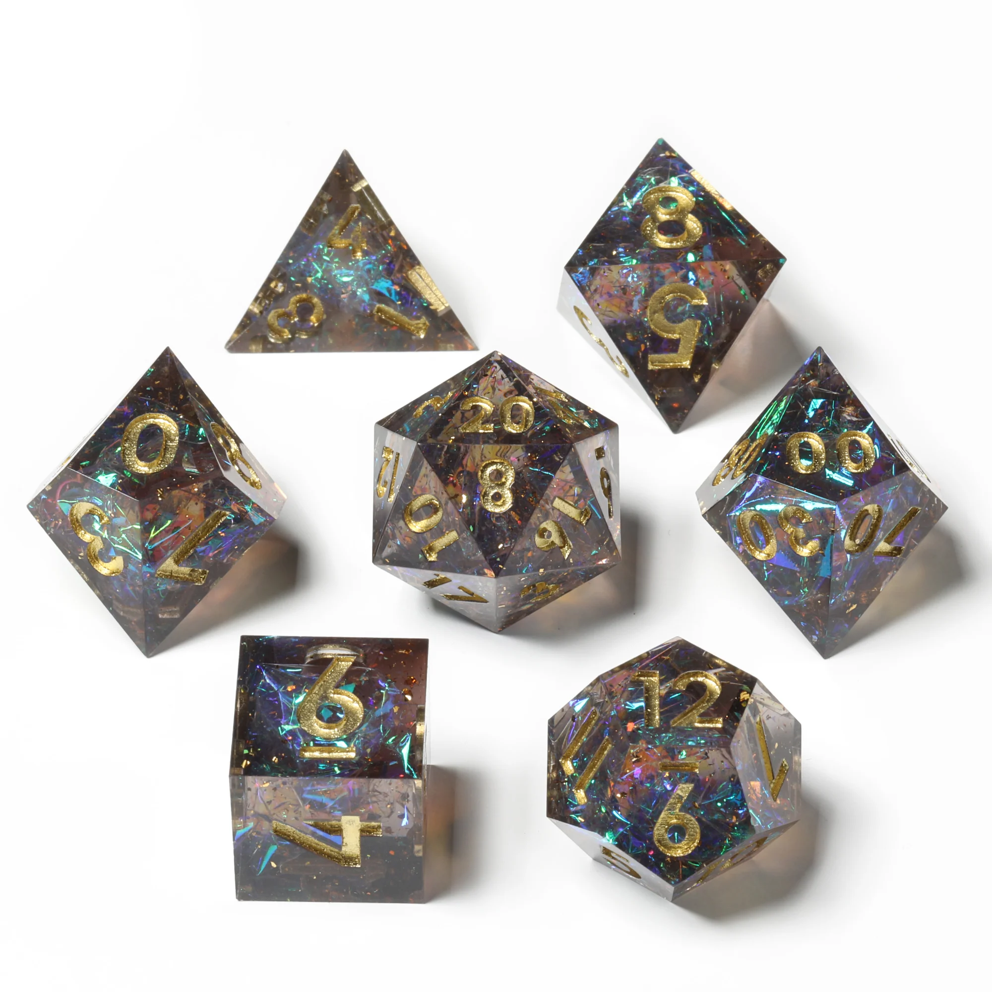 
RPG DND dice set with high quality and unique design D4,D6,D8,D10,D10%,D12,D20 glitter dice 