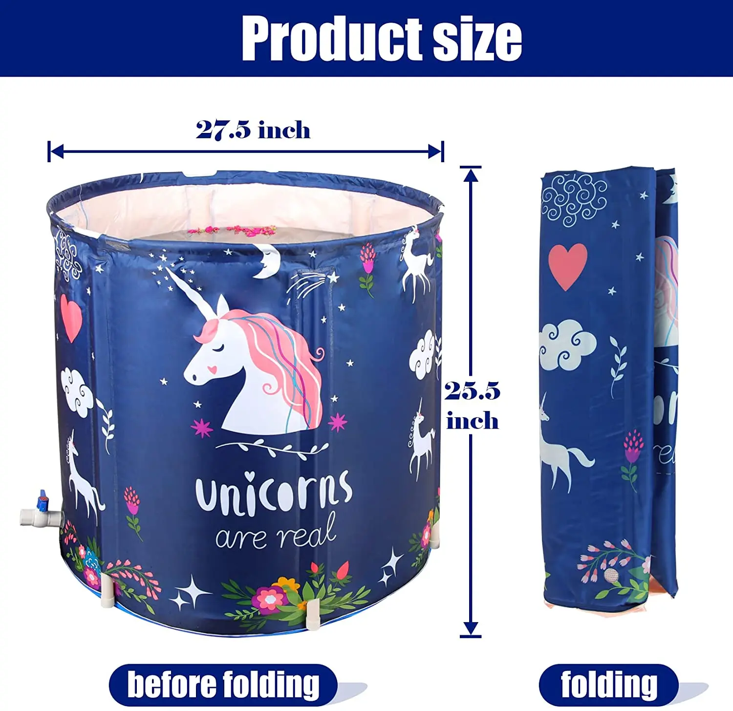 Portable Foldable Bathtub Free Standing Soaking Bath Tub for Shower Stall Folding Bathroom Spa Tub with Pillow