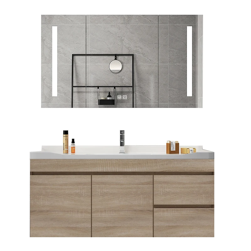 Waterproof Led Mirror Toilet Modern Sink Pvc Other Bathroom Vanities Cabinet Bathroom Furniture Set With Vanity Mirror