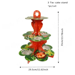 New Jungle Safari Animals Party Theme Kids Birthday 3 Tier cake Stand Party Supplies Decoration Eco-friendly Disposable Table