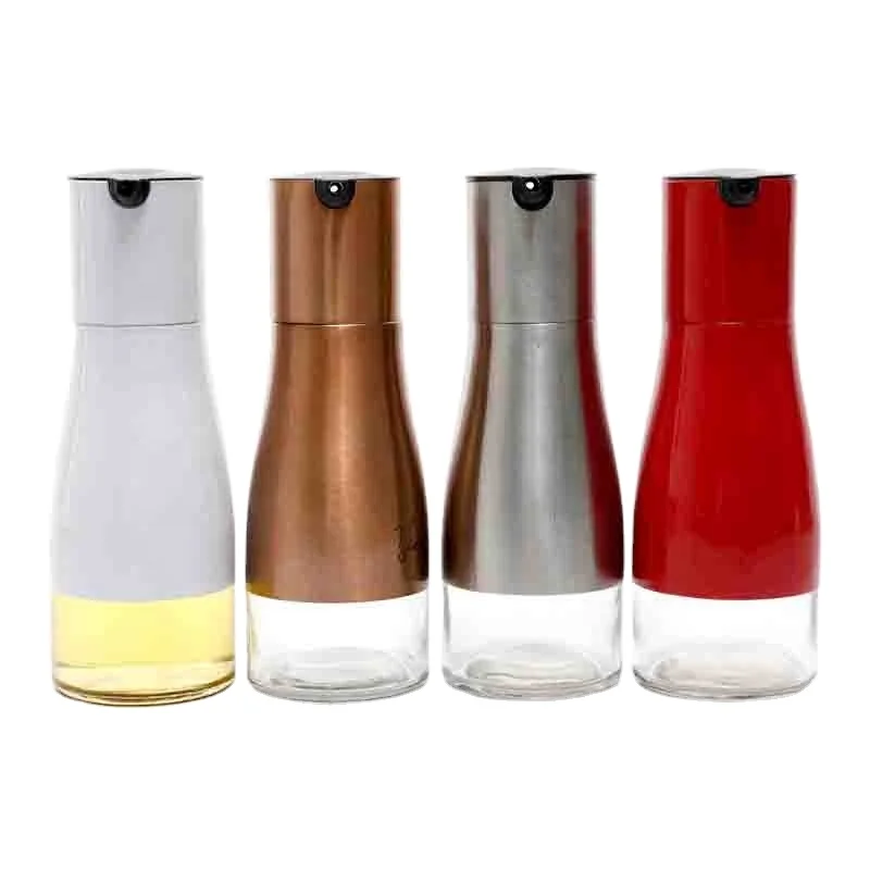 Sell Olive Oil And Vinegar Bottle Stainless Steel Transparent Glass Dispenser Bottle Set Oil Bottle