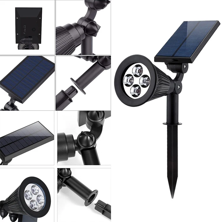 Smart 4 big LEDs lawn RGB light IP65 waterproof solar led garden lights outdoor wall led light landscape solar recharged