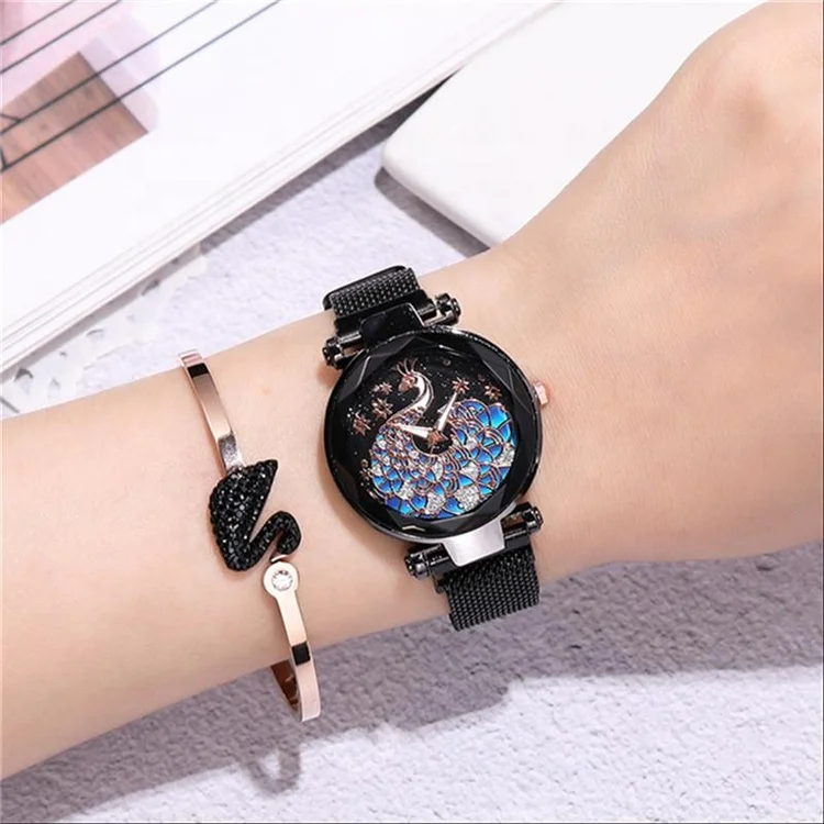 Luxury Women Watches Magnetic Peacock Female Clock Quartz Wristwatch Fashion Ladies Wrist Watch