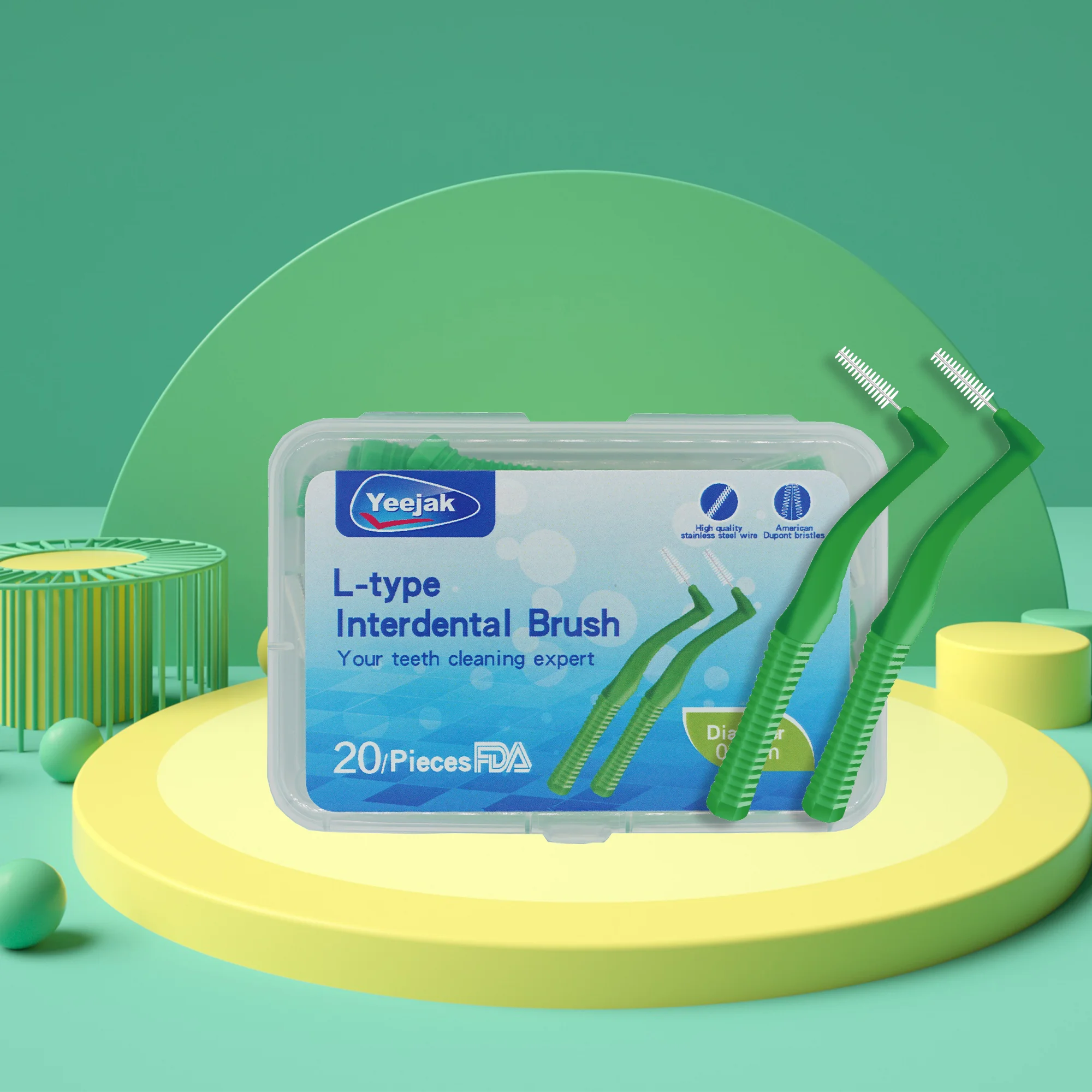 Good Quality Tooth Slim Braces Teeth Picks Steel Wire Soft Rubber Ortho Interdental Brush dental promotional gifts 20pcs 0.8mm