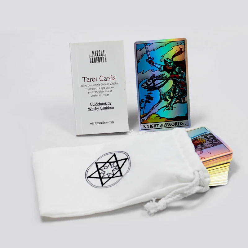 Factory custom printed high quality silver holographic tarot cards printing classical rider tarot card with guidebook