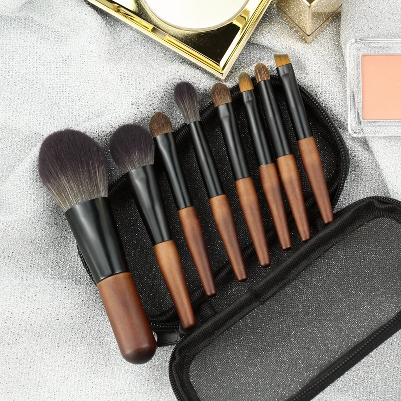 Oumo BRUSH--8/12 шт Мини Путешествия набор кистей для макияжа синтетические волосы кисти для макияжа с сумкой метка частного назначения