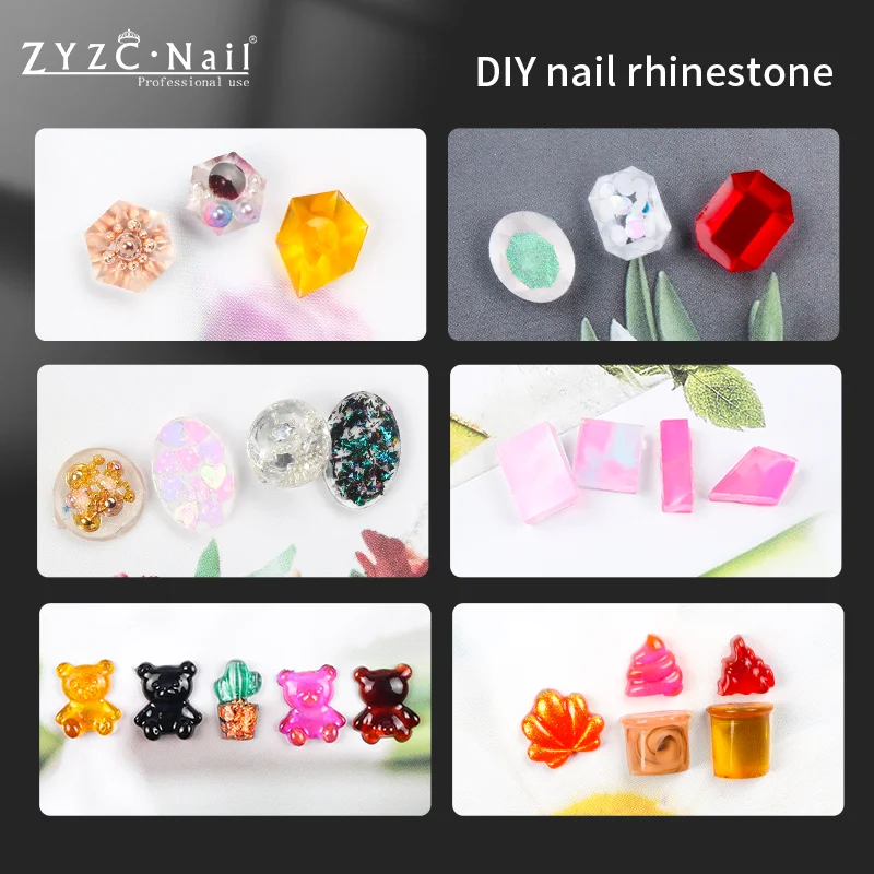 ZYZC Nail art Mold gel Rhinestone ornament DIY New nail 3D jewelry create Silicone mold  Crystal clear UV Mold Gel Polish