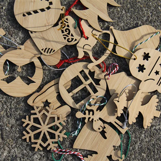 Деревянная бирка с колокольчиком для рождественской елки, подвесное украшение