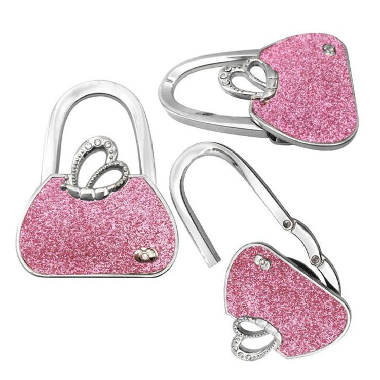 Fashion zinc alloy handbag hanger folding bag purse table hook