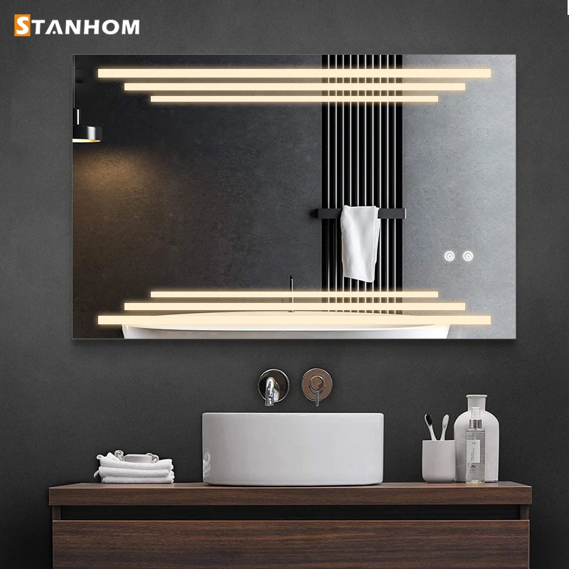 STANHOM Modern LED Light Bathroom Makeup Mirror for Salon Bedroom Hotel Living Room Apartment Villa Use