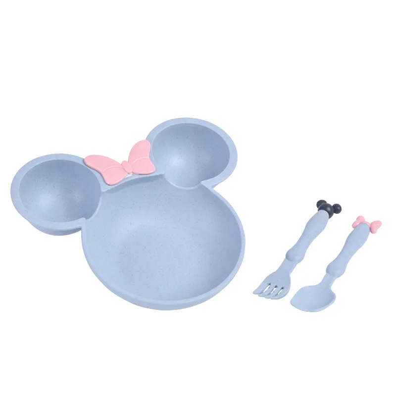 New Wheat Straw Biodegradable Baby Dinner Bowl children cartoon tableware set kid dinner plate baby training Bowl spoon fork