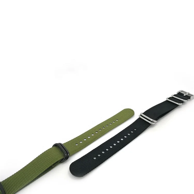 High quality fabric canvas watch band army Green black 20mm 22mm 24mm woven zulu nylon watch strap