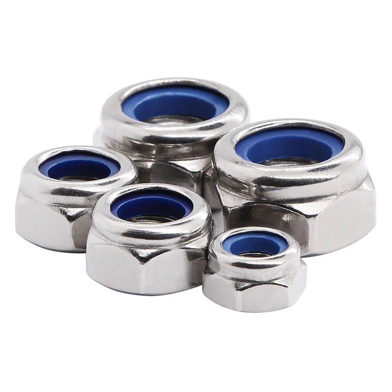 nylon lock hexagon nuts bolts and nuts manufacturers with white zinc plated for customized nut