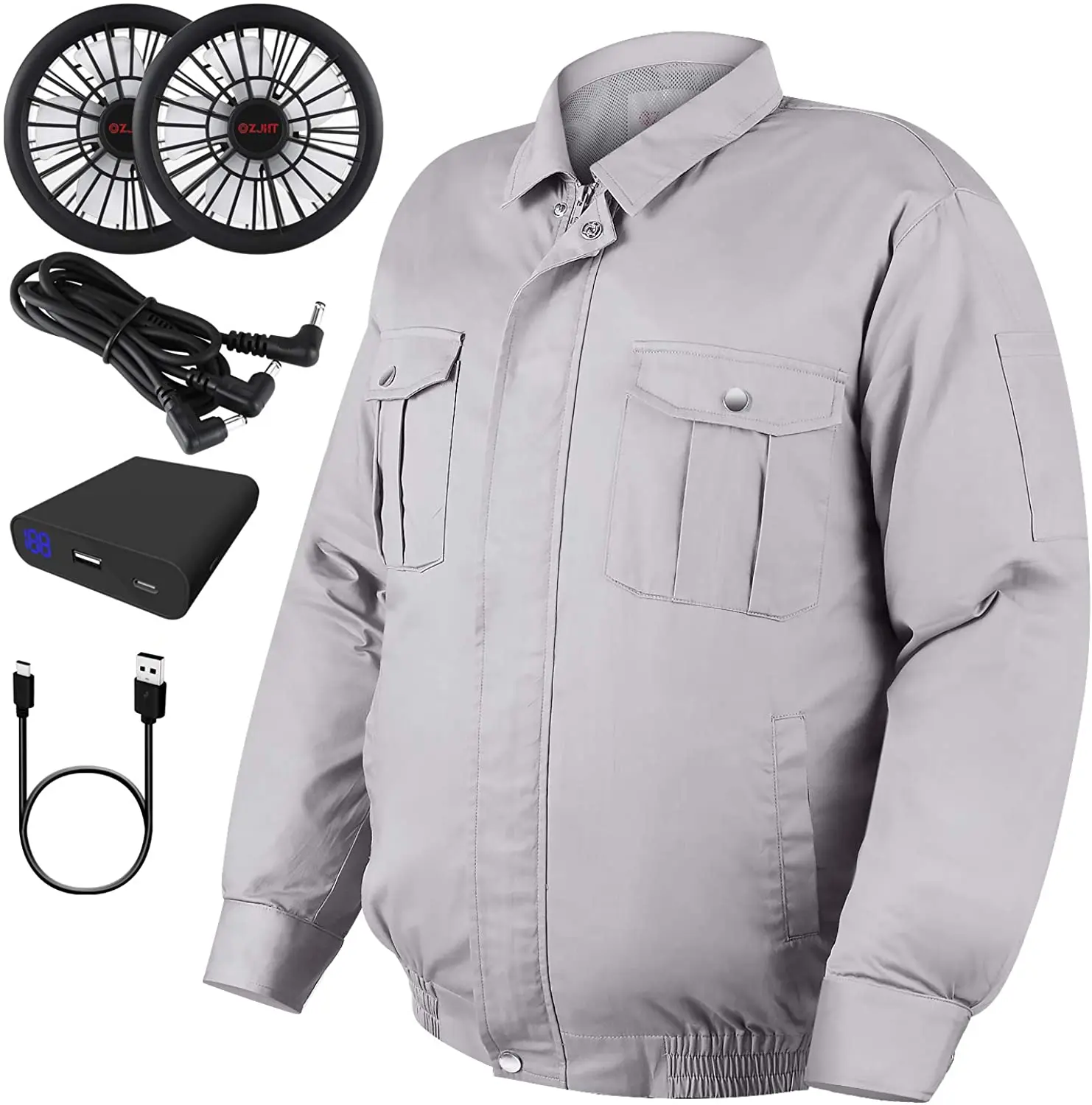 
2021 New Design Fan Air Conditioning Cooling Coat Men Working Fan Cooling Jacket 