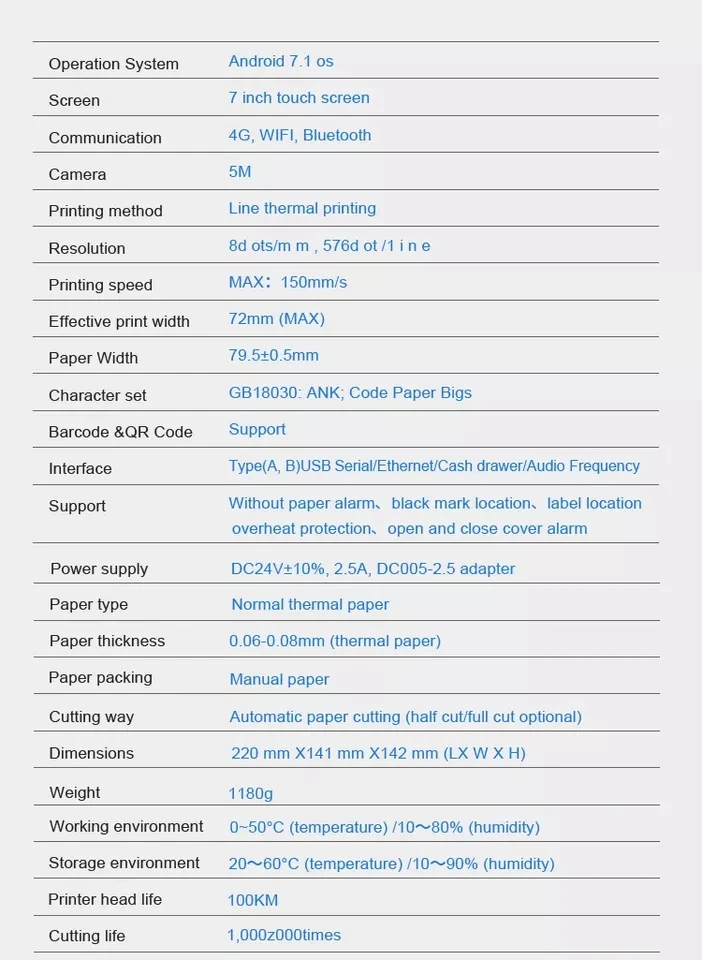 Android Wifi синий/зуб ручной Pos PDA Встроенный 80 мм принтер с 7 0 дюймовым сенсорным