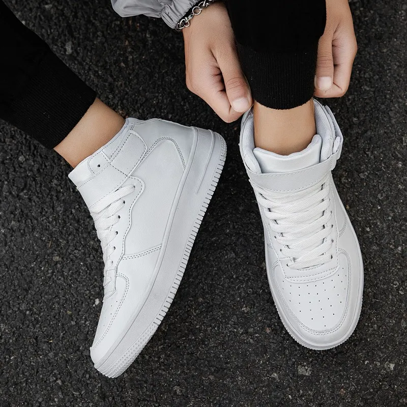 
latest designs wholesale 2019 no logo Men skateboarding shoe High Top Sport Fashion Sneakers Strap Casual Boot Skateboard Shoes 