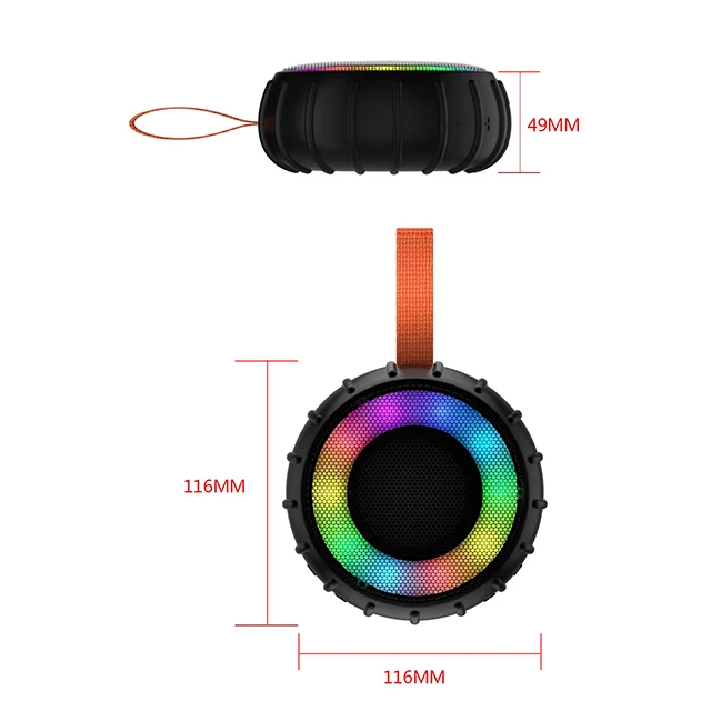 IPX6 Waterproof LED Colorful Speaker Portable Mini Wireless BT Speaker For Outdoors And Sports