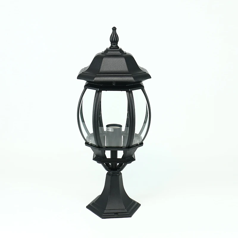 Continental Vintage Victoria Glass Lantern Column Lamp Tradition Antique Outdoor Waterproof Garden Lamp Post Light