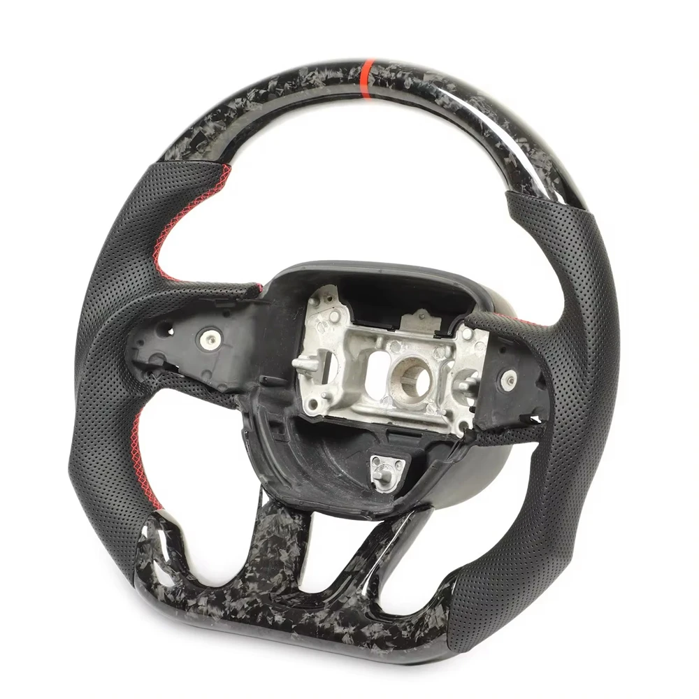 Carbon Fiber Steering Wheel Perforated Leather For Dodge ChallengerCharger Durango WD 2015-23 For Jeep Grand Cherokee SRT