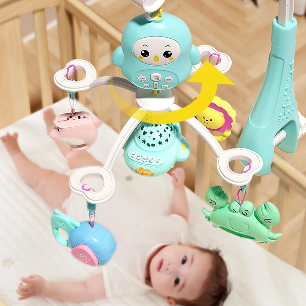 Hanging Musical Projection Toy Baby Bed Bell Automatic Musical Remote Control Baby Mobiles