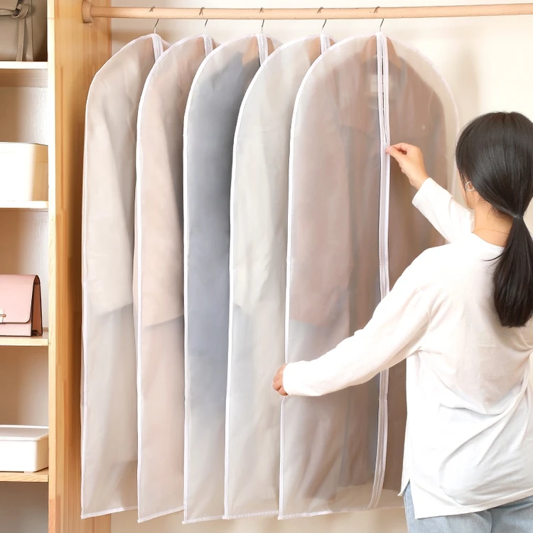 Wholesale PEVA Suit Zippered Garment Cover Dust Bag Translucent Hanging