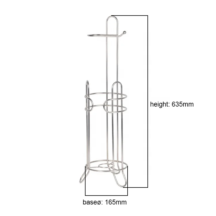 High quality stainless free standing iron Toilet Paper reserves with storage shelf