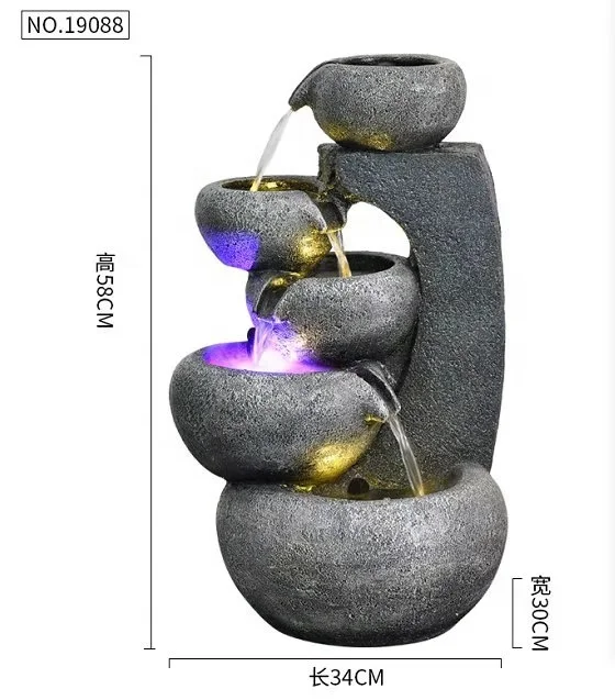 
Wholesale feng shui crafts indoor tabletop decoration resin water fountain house 