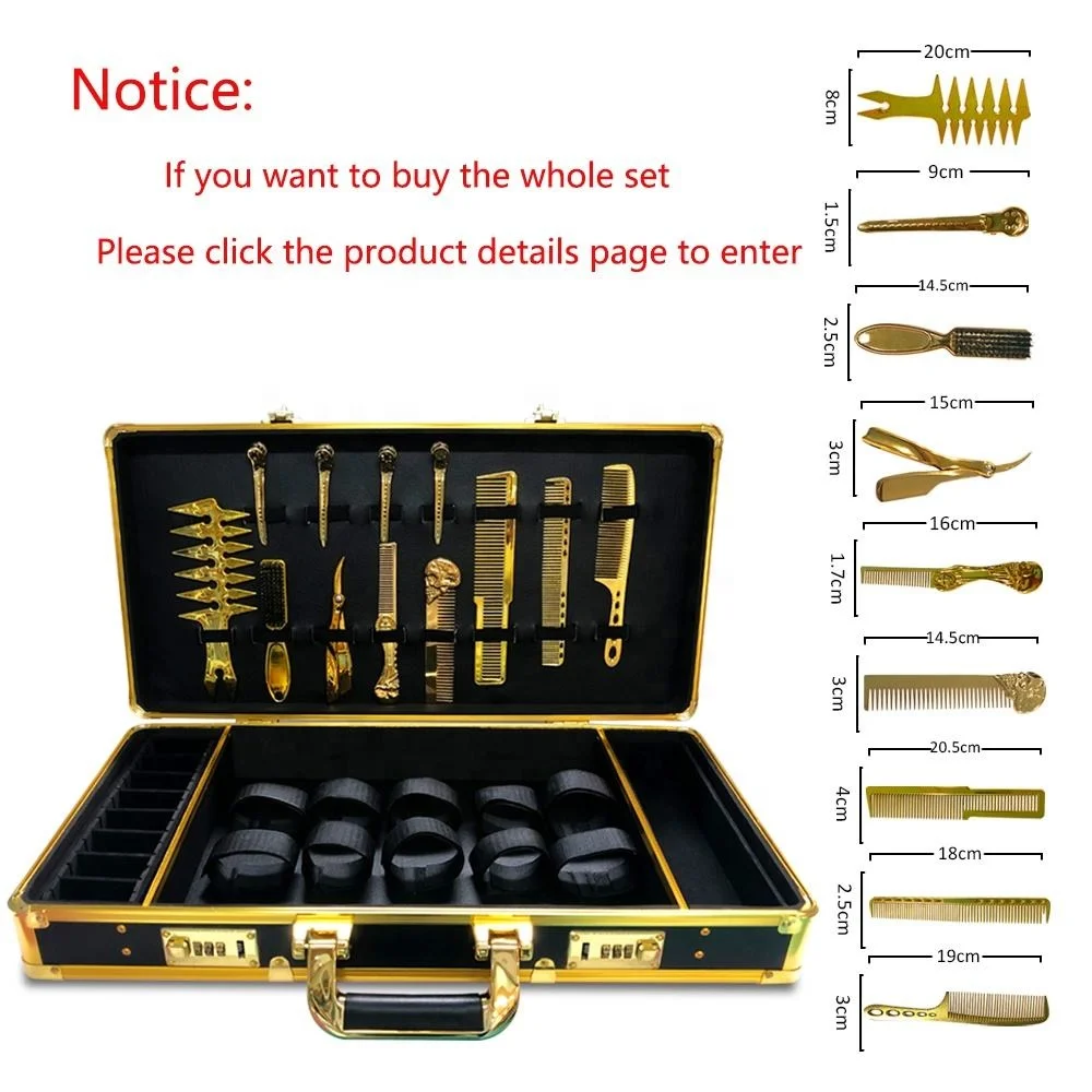 High Grade Luxury Salon Dedicated Hairdresser Briefcase Golden Aluminium Material Barber Tools Case With Lock