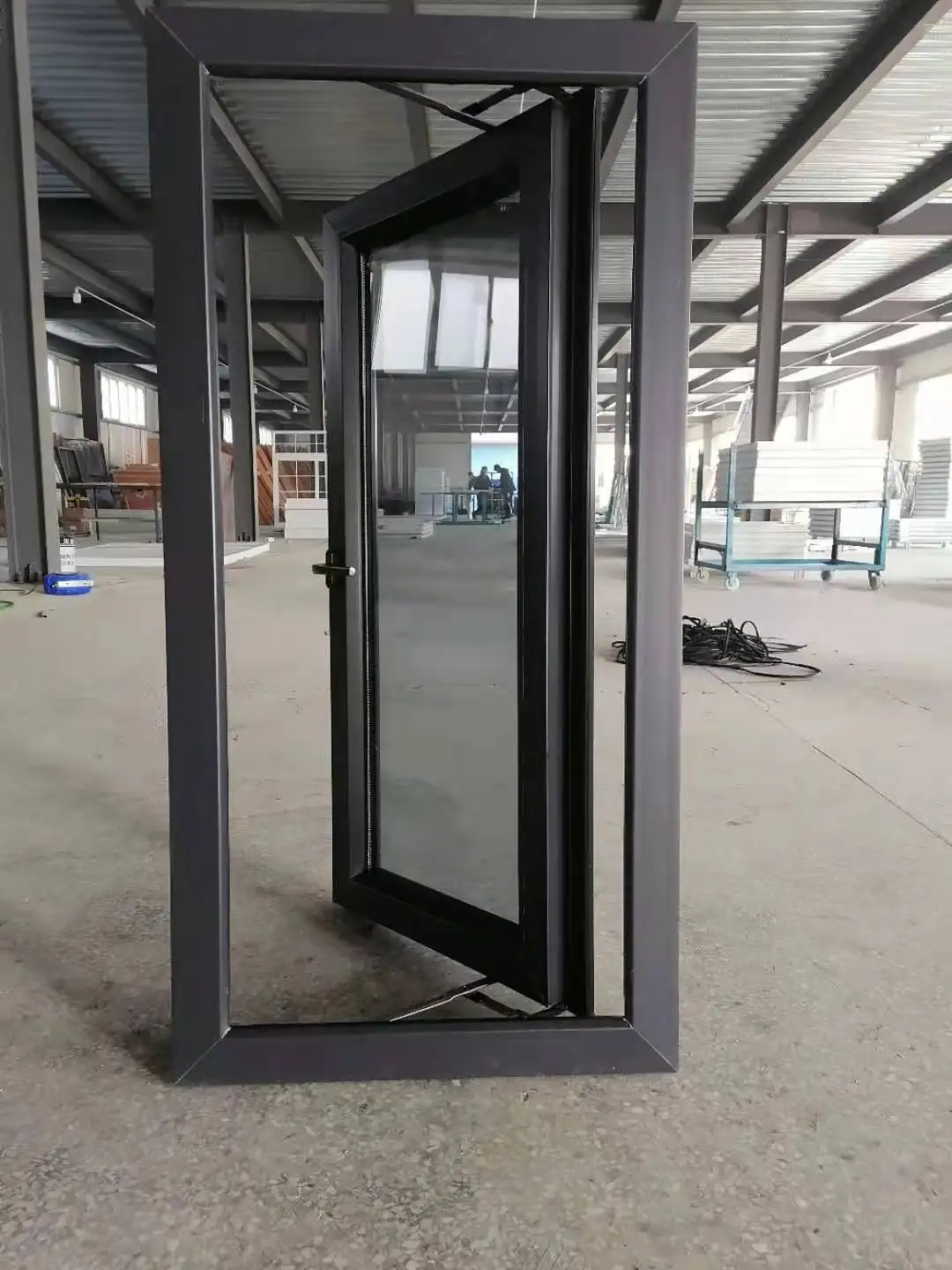 European design black color UPVC windows double glazing swing PVC casement windows