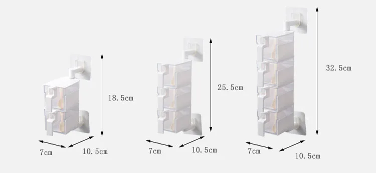 Rotating Condiment Bottles kit Kitchen Salt Seasoning Jar wall mounted seasoning box With cover and spoon