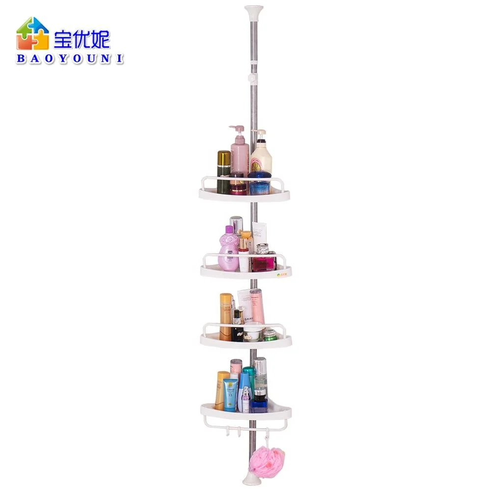 Wholesale High Quality Height Extendable Bathroom Cosmetics Organizer  Four Tiers Corner Storage Rack For Sale DQ601D