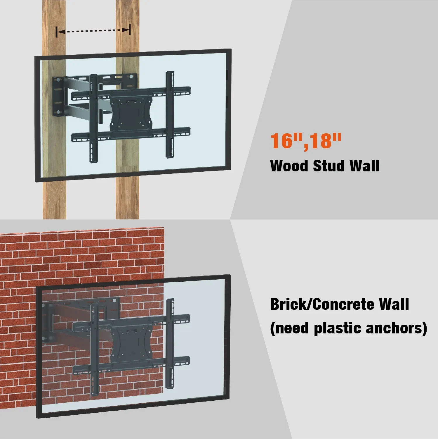 CHARMOUNT Hot Selling Universal Full Motion Wall Mount Max VESA 600*400mm Heavy Duty TV Bracket TV Mount