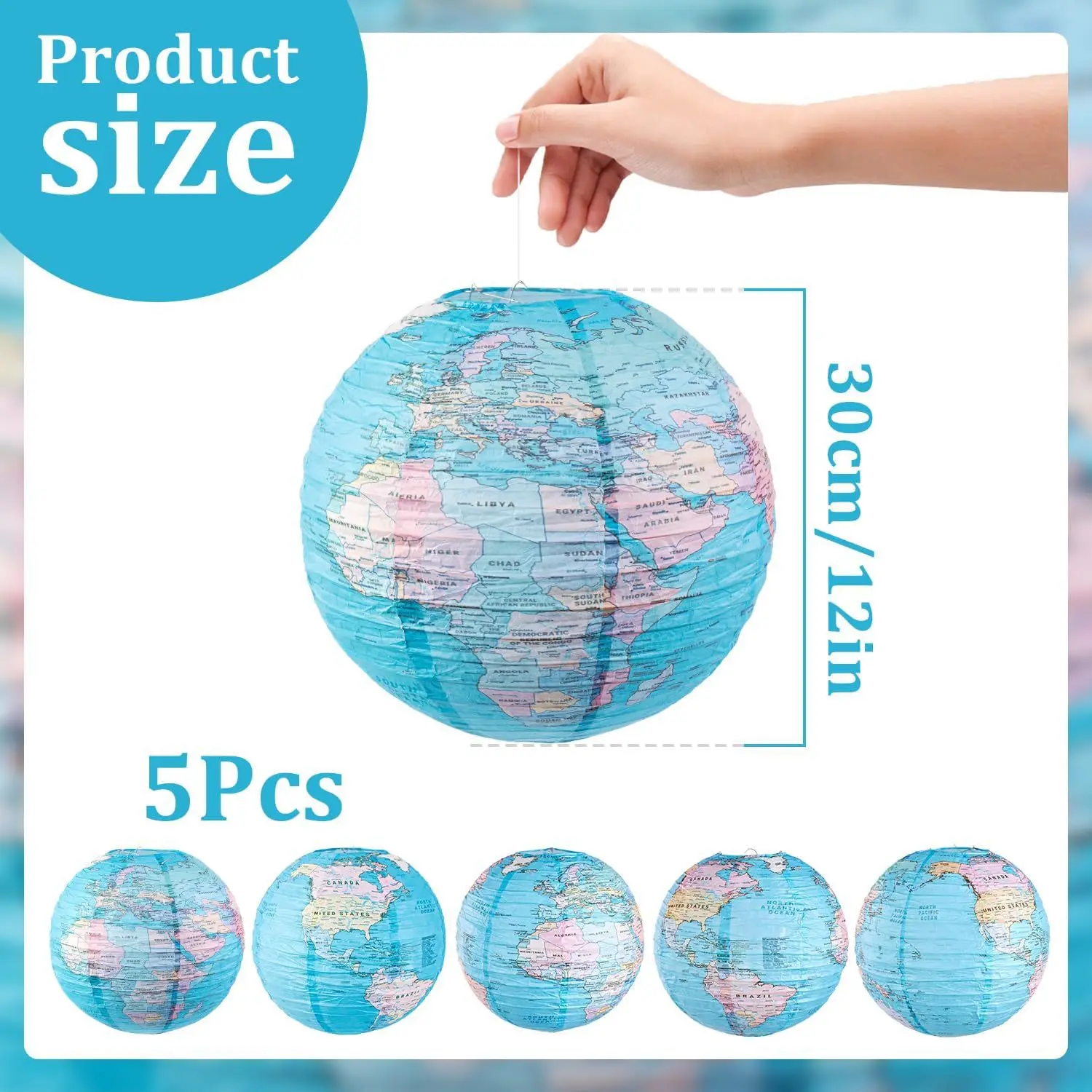 Supply world map paper lantern travel theme decoration party paper lantern window layout props