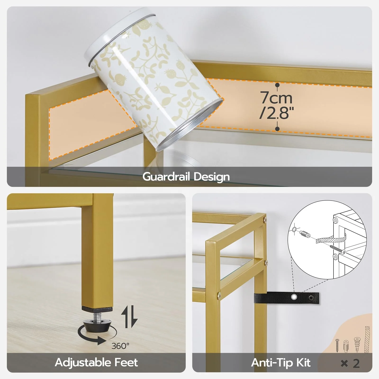 Modern Golden home nail beauty barber Tempered Glass display Bookcase rack shelf stand shelves for salon store shop
