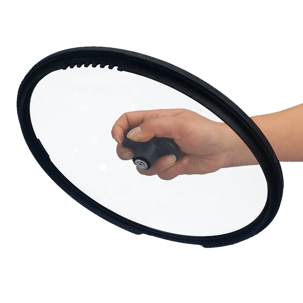 
Custom Design Thick Silicone Rim 11 inch Large Flat Pot Lid with Heat-Resistant Knob 