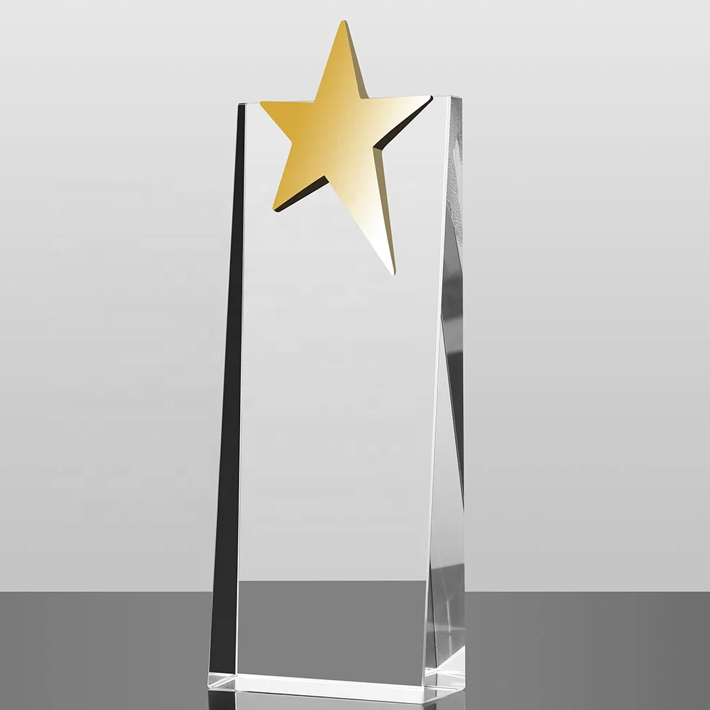 MH-J001 оптовая продажа, логотип под заказ, металлическая звезда, хрустальный трофей, стеклянная награда