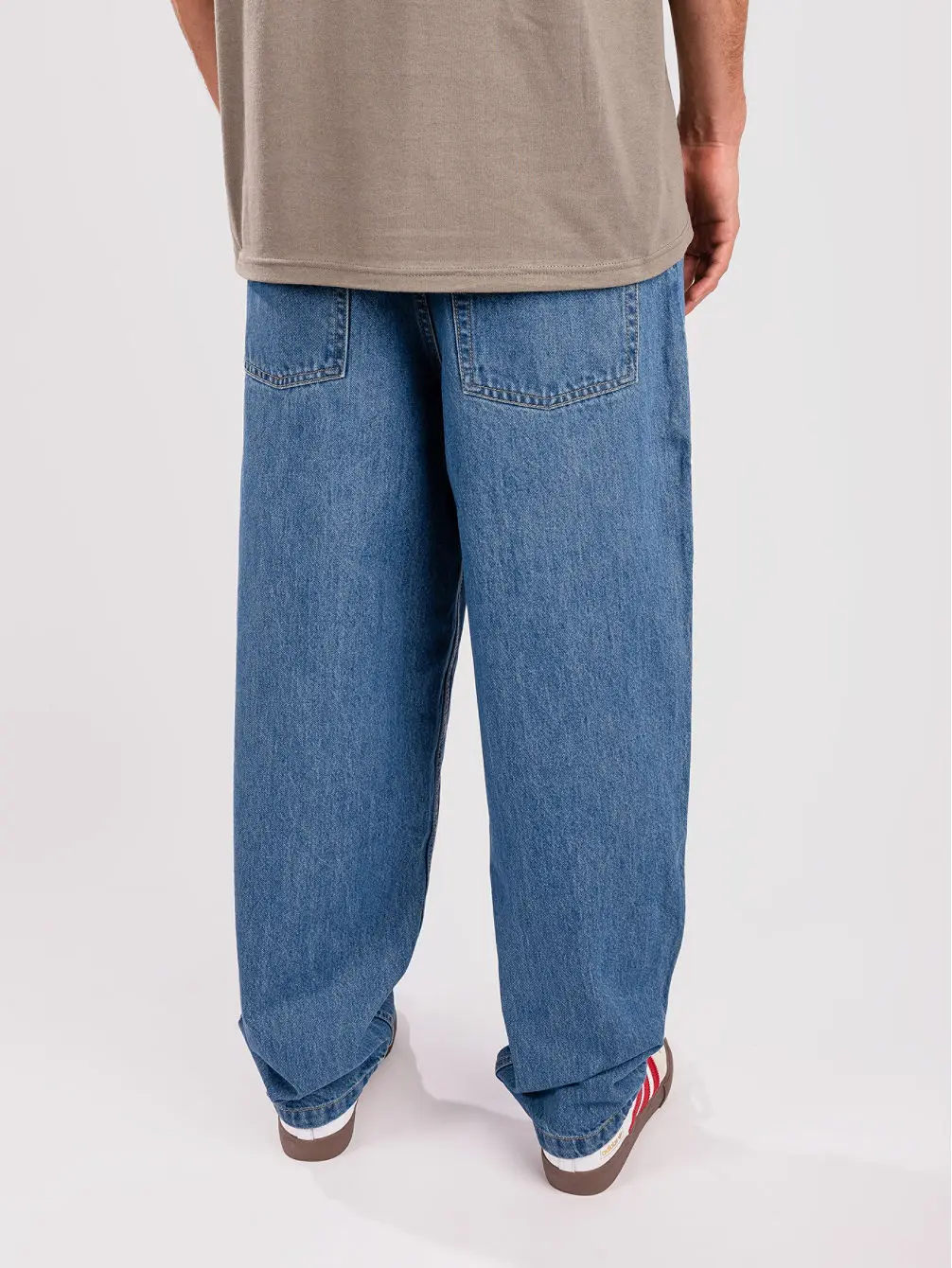 2022 New Design Wholesale Men Mid Rise Side Pocket 100%Cotton Blue Baggy Skate Jeans