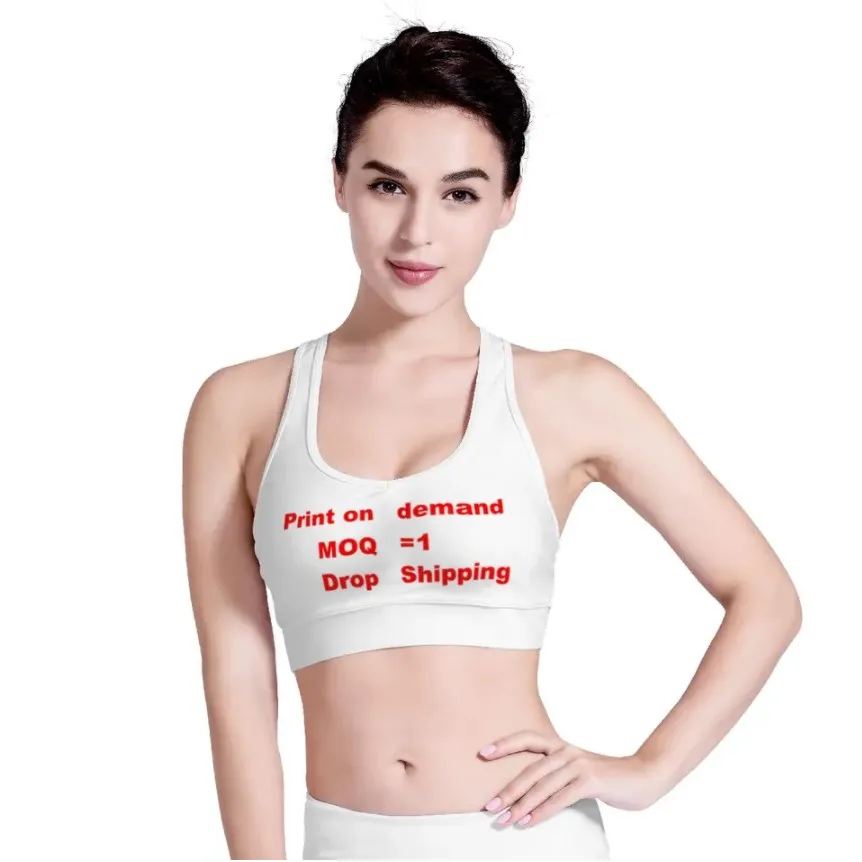 Print On Demand Custom Your Design/Photo Sublimation Elastic Sports Bra for women Top Fitness gym yoga workout bra sports bra