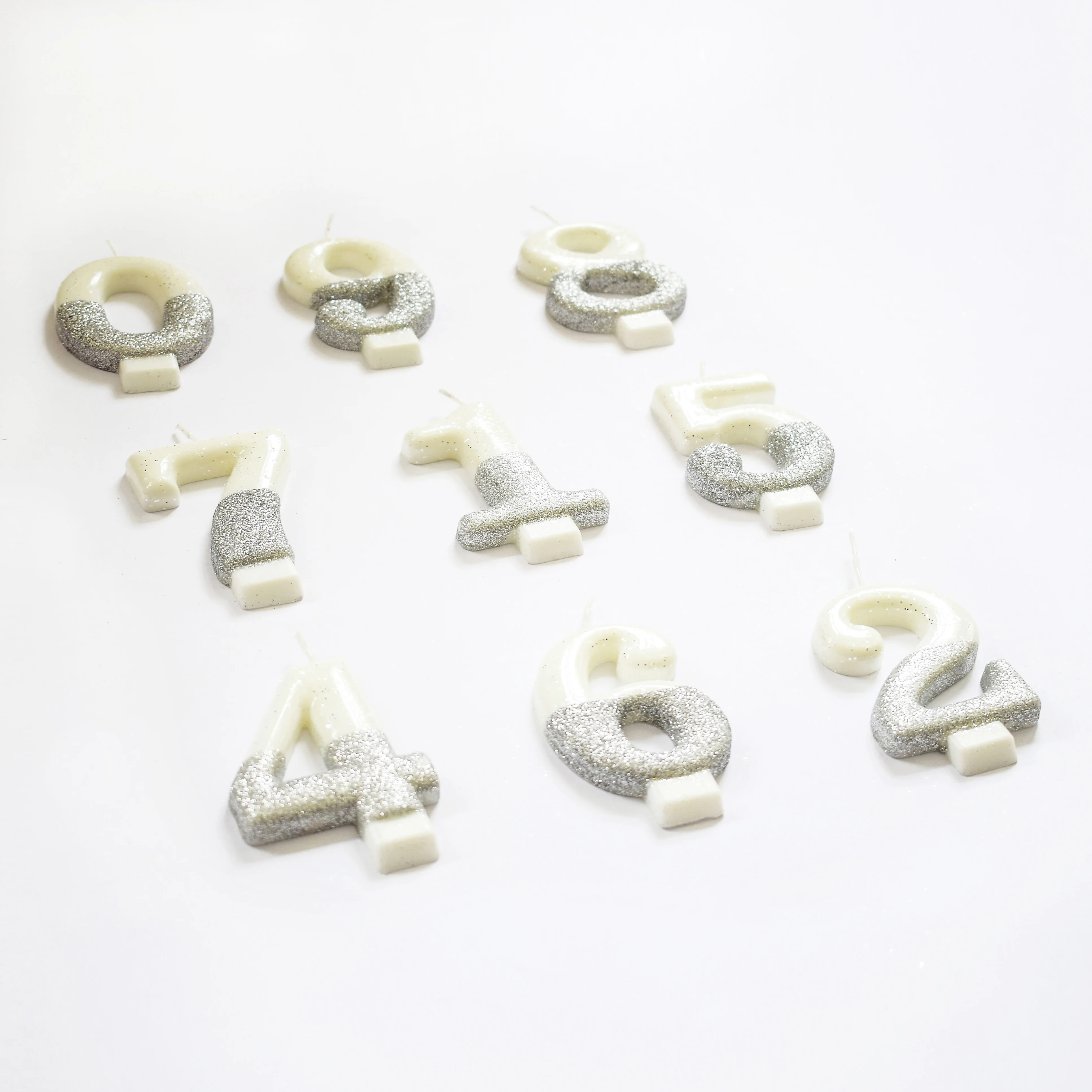 Cake decoration half silver glitter number candle