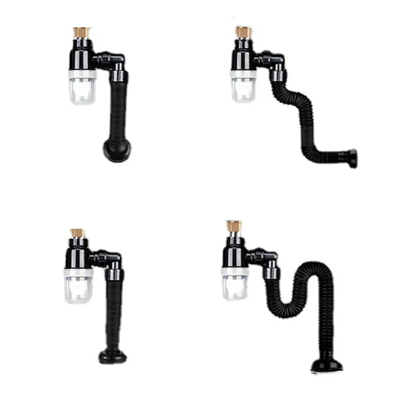 Odor-Proof Basin Retractable PVC Sewer Pipe Balcony Washstand Hose Fittings Bathroom Basin Bottle Trap Waste Pipe