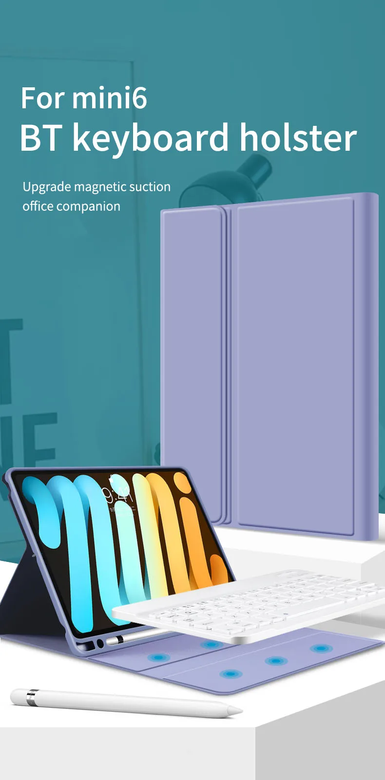 Smart Tablet Cases with BT Mini Keyboard Pen Slot Flip Leather Covers For Tablets For iPad 9.7 Air 2017/2018 Foldable Holder