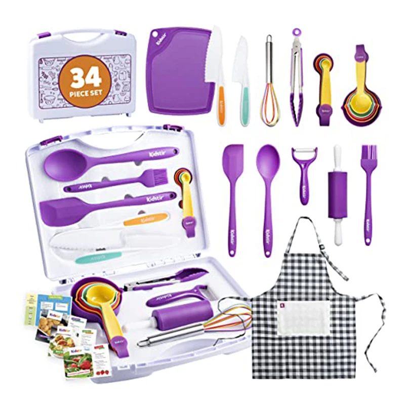 Mini Kid Friendly Safe Knifes Real Toys Diy Baking Kitchen Cooking Tool Set Utensils Supplies Set For Gift kids girl