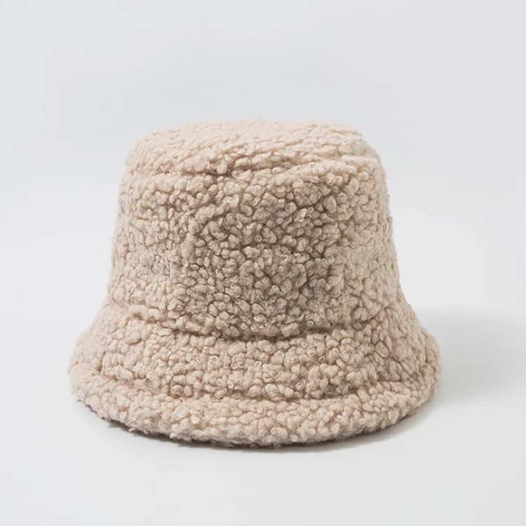F-4970 new arrival winter faux fur winter bucket hat warm women girl lamb wool soft cap hats for wholesale