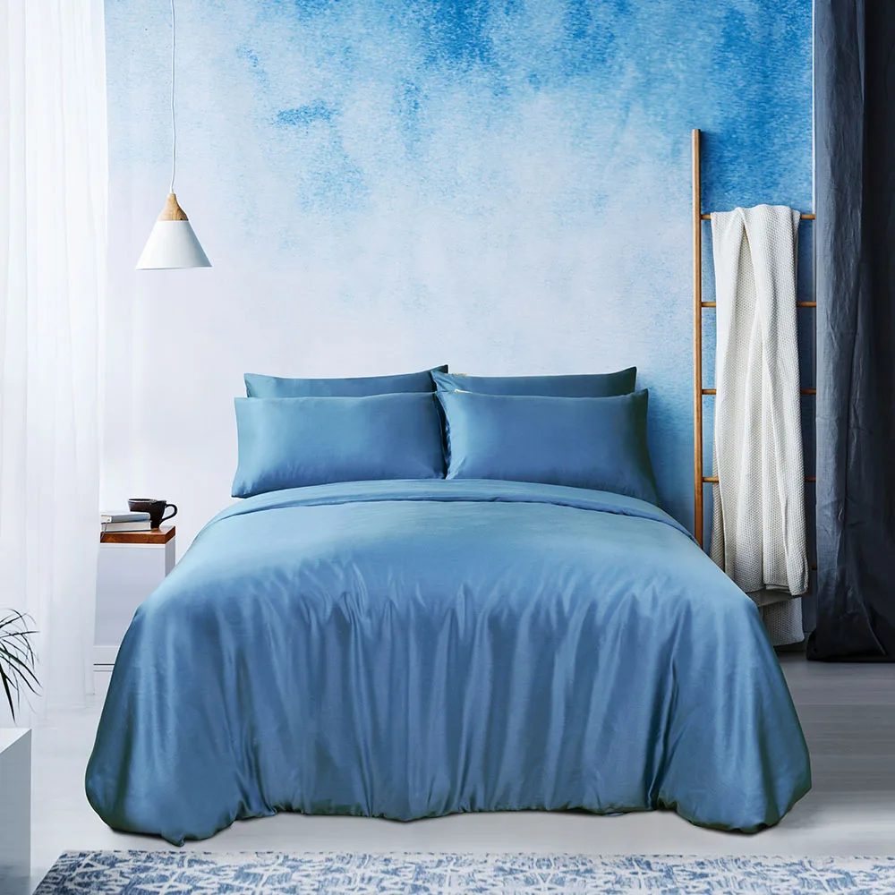 Lyocell Bed Sheet Solid Color Bedding Set Duvet Cover 6 Piece King Bed Sheets Tencel Eucalyptus Fabric Bedding