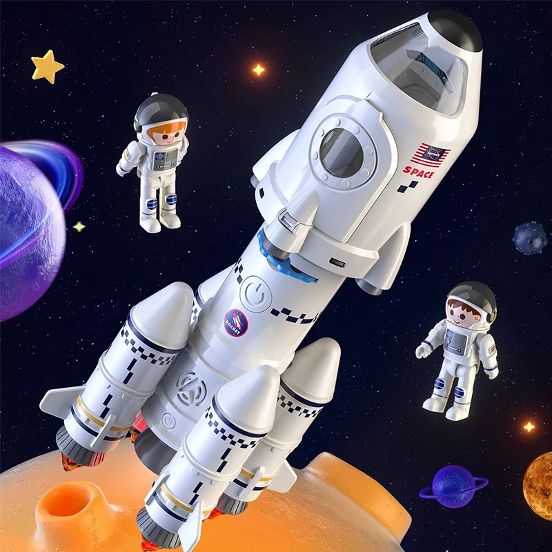 Electric lighting spray acoustooptic projection kids toy space rocket