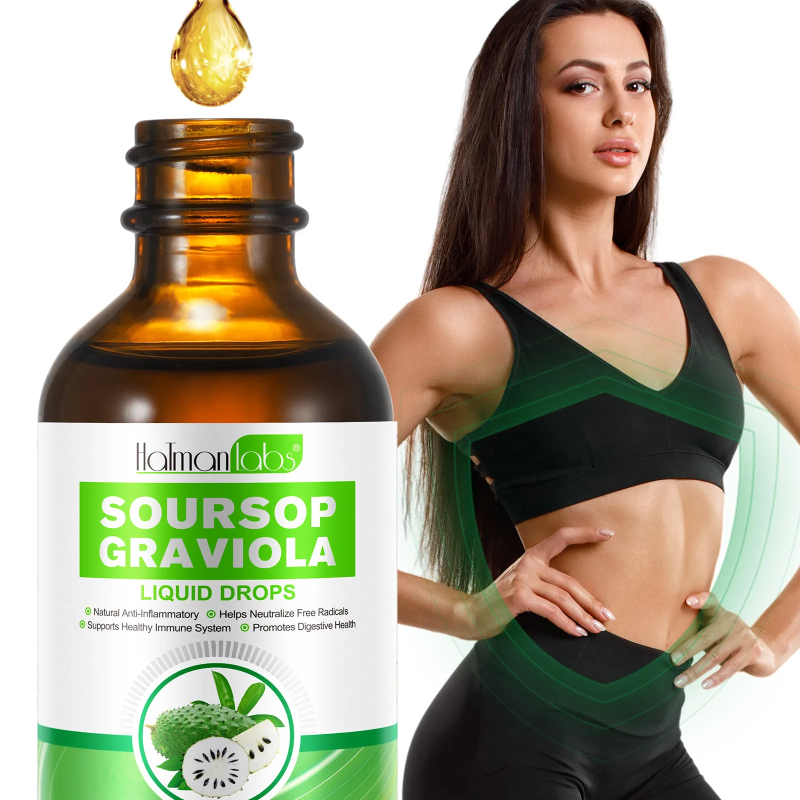 Hatmanlabs graviola leaf extract drops graviola fruit 60ml soursop graviola liquid drop soursop drops