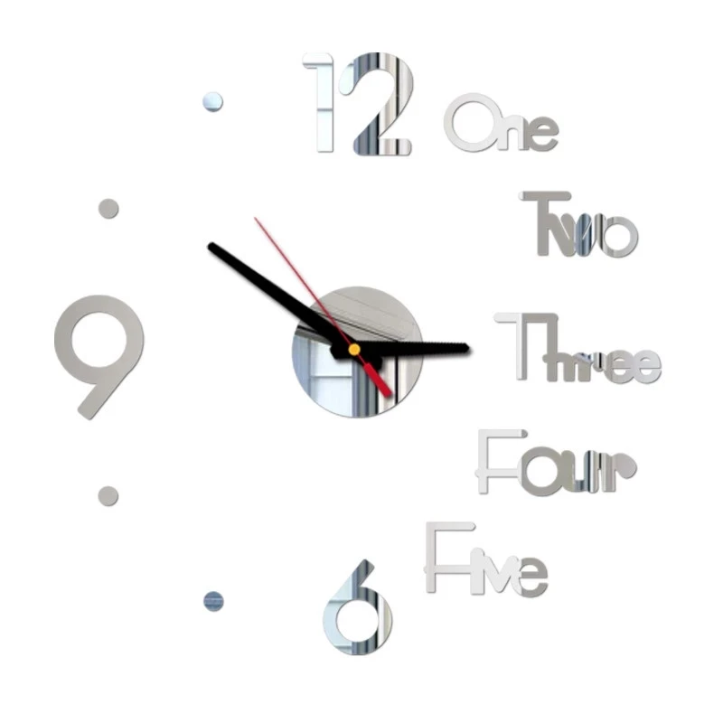 Acrylic Digital 3D Wall Clock DIY Frameless Mute Clock Mirror Surface Roman Numerals Sticker Clock for Home Office