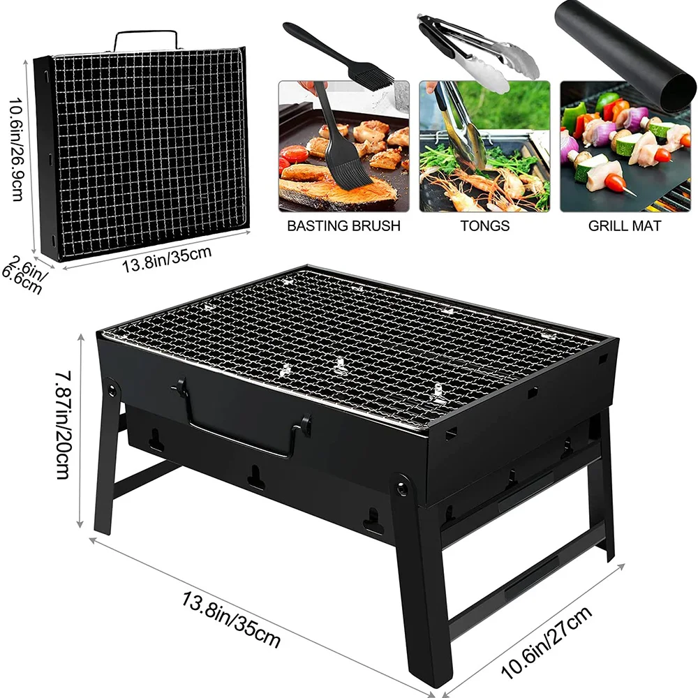 New Upgrade Cast Iron Charcoal Grill for Outdoor Cooking