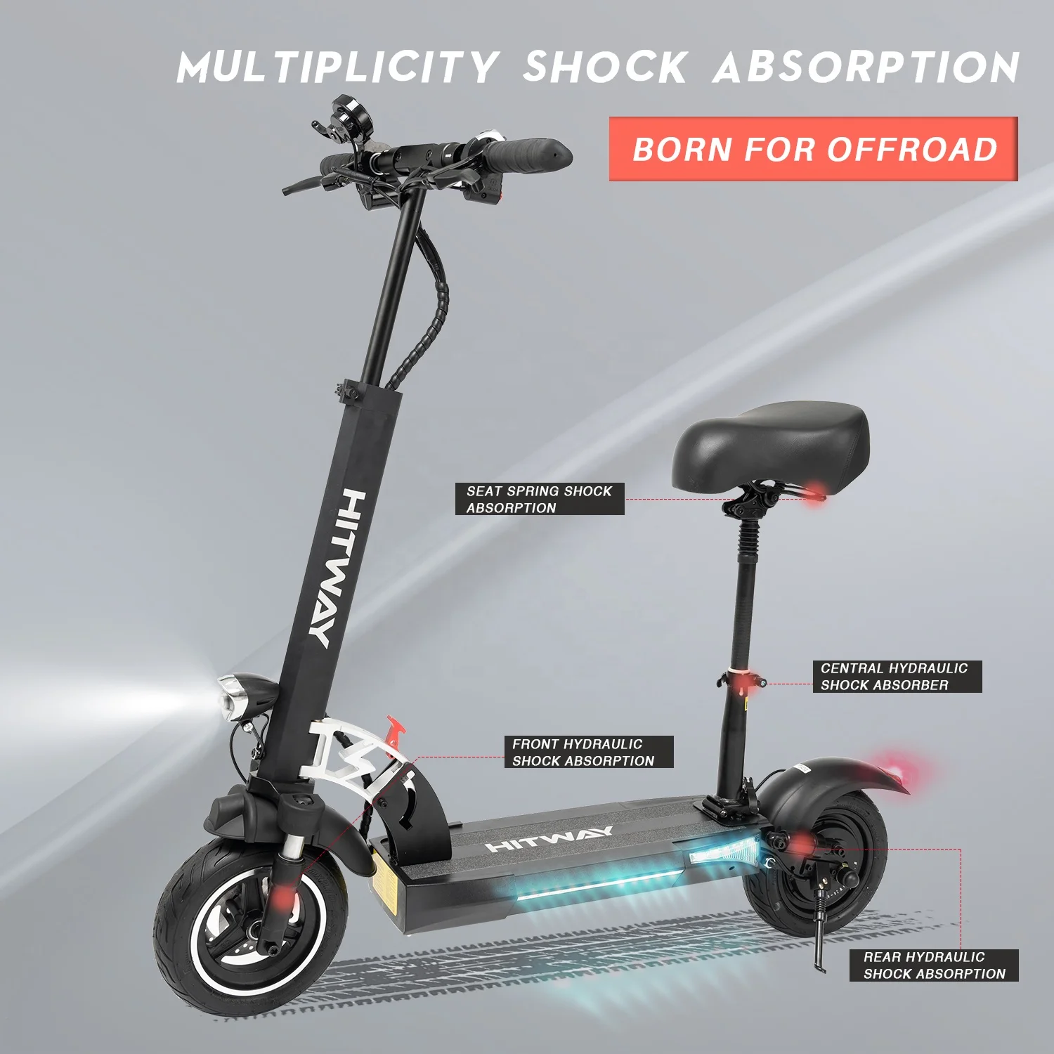 HITWAY EU Warehouse Stock Electric Scooter 800W 10Ah 45km/h Brushless Motor Foldable with Seat for Adult